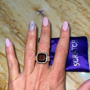 Scratch London sterling smoky topaz ring size 8